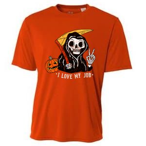 Sarcastic I Love My Job Grim Reaper Death Halloween Costume Gift Cooling Performance Crew T-Shirt