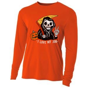 Sarcastic I Love My Job Grim Reaper Death Halloween Costume Gift Cooling Performance Long Sleeve Crew