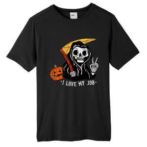 Sarcastic I Love My Job Grim Reaper Death Halloween Costume Gift Tall Fusion ChromaSoft Performance T-Shirt