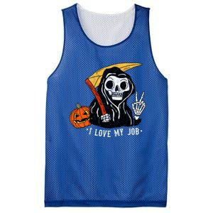 Sarcastic I Love My Job Grim Reaper Death Halloween Costume Gift Mesh Reversible Basketball Jersey Tank