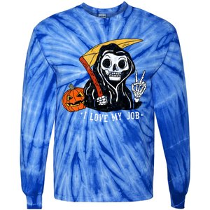 Sarcastic I Love My Job Grim Reaper Death Halloween Costume Gift Tie-Dye Long Sleeve Shirt