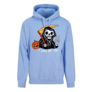 Sarcastic I Love My Job Grim Reaper Death Halloween Costume Gift Unisex Surf Hoodie