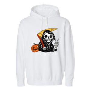 Sarcastic I Love My Job Grim Reaper Death Halloween Costume Gift Garment-Dyed Fleece Hoodie