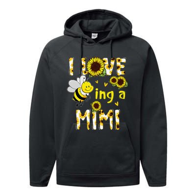 Sunflower I Love Being A Mimi Bee gift for Mother's Day Performance Fleece Hoodie