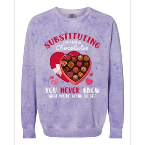 Substituting Is Like A Box Of Chocolates Substitute Teacher Gift Colorblast Crewneck Sweatshirt