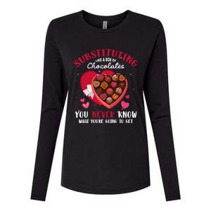 Substituting Is Like A Box Of Chocolates Substitute Teacher Gift Womens Cotton Relaxed Long Sleeve T-Shirt