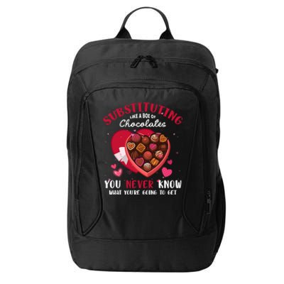 Substituting Is Like A Box Of Chocolates Substitute Teacher Gift City Backpack