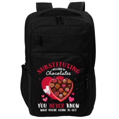 Substituting Is Like A Box Of Chocolates Substitute Teacher Gift Impact Tech Backpack