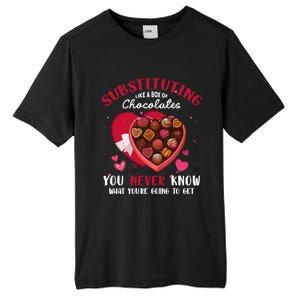 Substituting Is Like A Box Of Chocolates Substitute Teacher Gift Tall Fusion ChromaSoft Performance T-Shirt