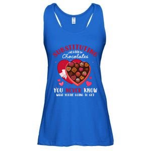 Substituting Is Like A Box Of Chocolates Substitute Teacher Gift Ladies Essential Flowy Tank