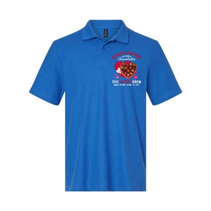 Substituting Is Like A Box Of Chocolates Substitute Teacher Gift Softstyle Adult Sport Polo