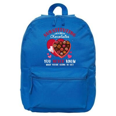 Substituting Is Like A Box Of Chocolates Substitute Teacher Gift 16 in Basic Backpack