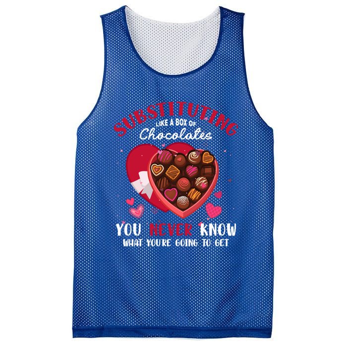 Substituting Is Like A Box Of Chocolates Substitute Teacher Gift Mesh Reversible Basketball Jersey Tank