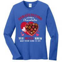 Substituting Is Like A Box Of Chocolates Substitute Teacher Gift Ladies Long Sleeve Shirt