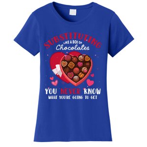 Substituting Is Like A Box Of Chocolates Substitute Teacher Gift Women's T-Shirt