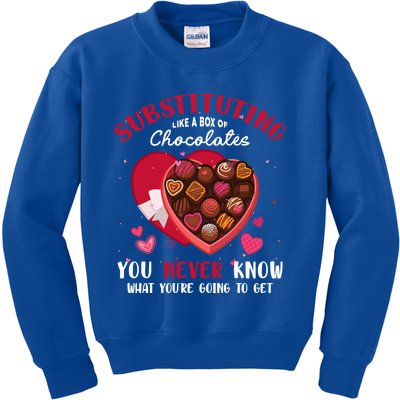 Substituting Is Like A Box Of Chocolates Substitute Teacher Gift Kids Sweatshirt