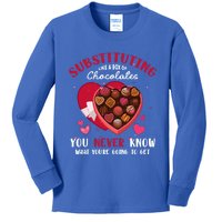 Substituting Is Like A Box Of Chocolates Substitute Teacher Gift Kids Long Sleeve Shirt