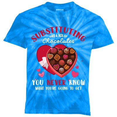 Substituting Is Like A Box Of Chocolates Substitute Teacher Gift Kids Tie-Dye T-Shirt