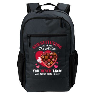 Substituting Is Like A Box Of Chocolates Substitute Teacher Gift Daily Commute Backpack