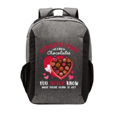 Substituting Is Like A Box Of Chocolates Substitute Teacher Gift Vector Backpack