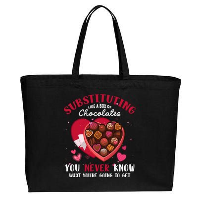 Substituting Is Like A Box Of Chocolates Substitute Teacher Gift Cotton Canvas Jumbo Tote