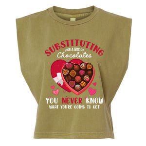 Substituting Is Like A Box Of Chocolates Substitute Teacher Gift Garment-Dyed Women's Muscle Tee