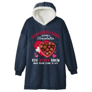 Substituting Is Like A Box Of Chocolates Substitute Teacher Gift Hooded Wearable Blanket