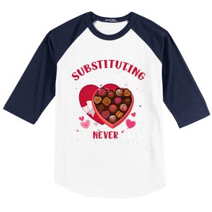 Substituting Is Like A Box Of Chocolates Substitute Teacher Gift Baseball Sleeve Shirt