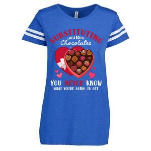 Substituting Is Like A Box Of Chocolates Substitute Teacher Gift Enza Ladies Jersey Football T-Shirt