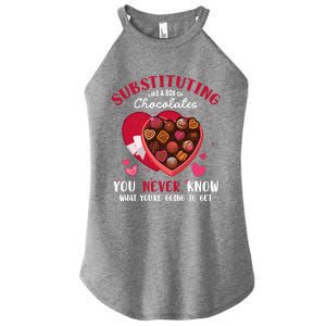 Substituting Is Like A Box Of Chocolates Substitute Teacher Gift Women's Perfect Tri Rocker Tank