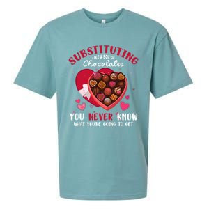 Substituting Is Like A Box Of Chocolates Substitute Teacher Gift Sueded Cloud Jersey T-Shirt