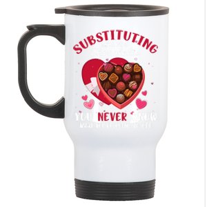 Substituting Is Like A Box Of Chocolates Substitute Teacher Gift Stainless Steel Travel Mug