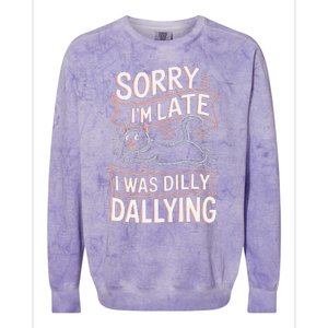 Sorry IM Late I Was Dilly Dallying Cute Baby Cat Colorblast Crewneck Sweatshirt