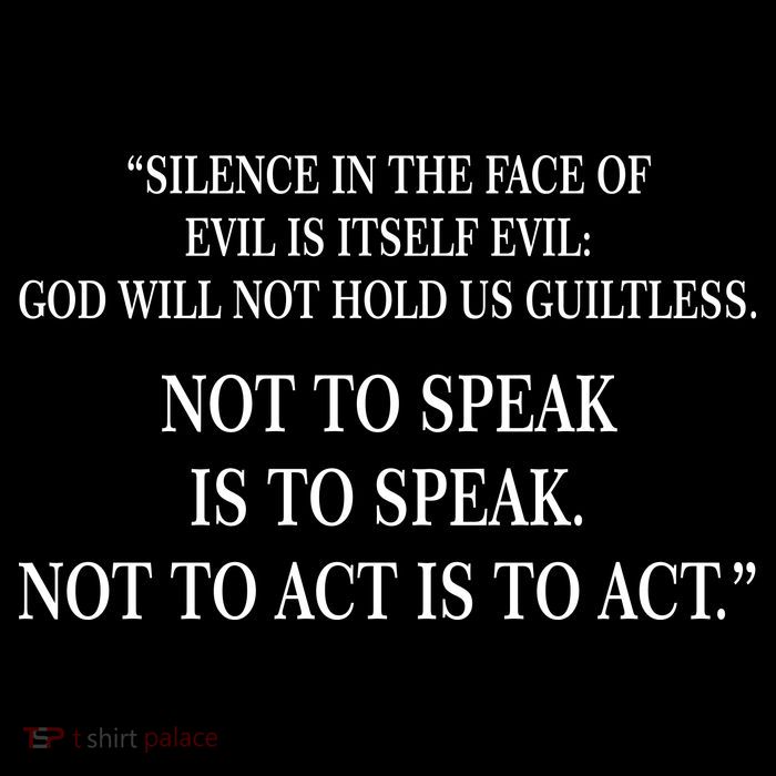 Silence In The Face Of Evil Quote Bag