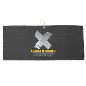 Silence Is Golden Duct Tape Is Silver Large Microfiber Waffle Golf Towel