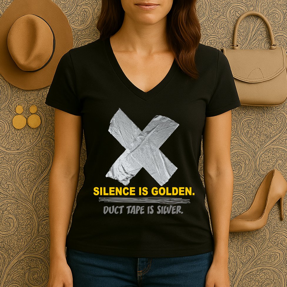 Silence Is Golden Duct Tape Is Silver Women's V-Neck T-Shirt