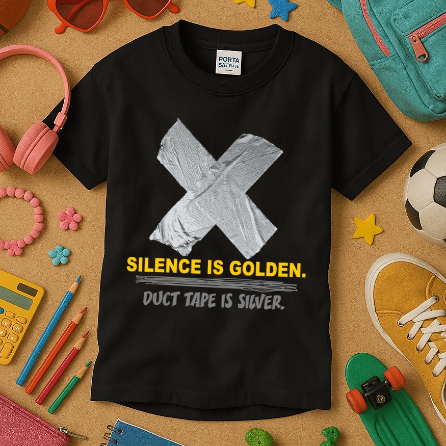 Silence Is Golden Duct Tape Is Silver Kids T-Shirt