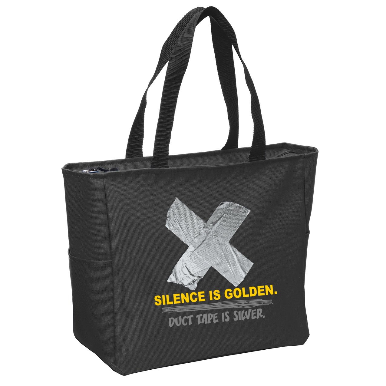 Silence Is Golden Duct Tape Is Silver Zip Tote Bag