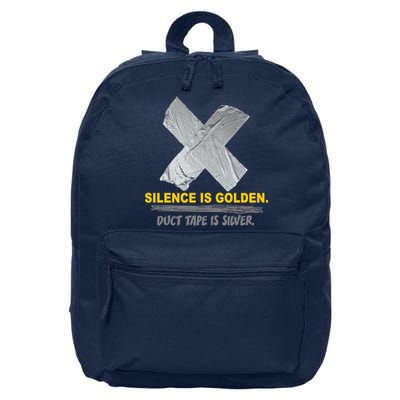 Silence Is Golden Duct Tape Is Silver 16 in Basic Backpack