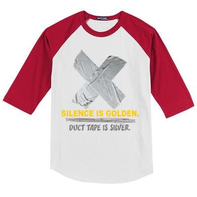 Silence Is Golden Duct Tape Is Silver Kids Colorblock Raglan Jersey