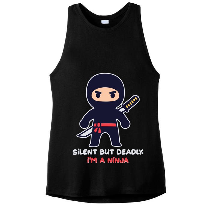 Silent But Deadly I'm A Ninja Ladies PosiCharge Tri-Blend Wicking Tank