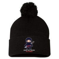 Silent But Deadly I'm A Ninja Pom Pom 12in Knit Beanie