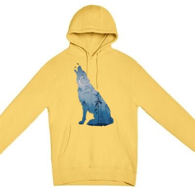 Silhouette Of The Howling Wolf Premium Pullover Hoodie