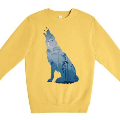 Silhouette Of The Howling Wolf Premium Crewneck Sweatshirt