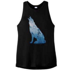 Silhouette Of The Howling Wolf Ladies PosiCharge Tri-Blend Wicking Tank