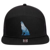 Silhouette Of The Howling Wolf 7 Panel Mesh Trucker Snapback Hat