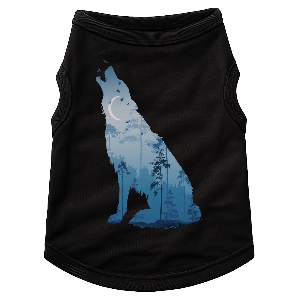 Silhouette Of The Howling Wolf Doggie Tank