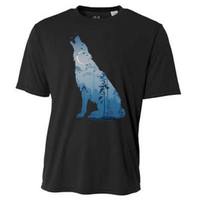 Silhouette Of The Howling Wolf Cooling Performance Crew T-Shirt