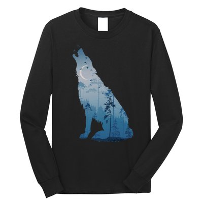 Silhouette Of The Howling Wolf Long Sleeve Shirt