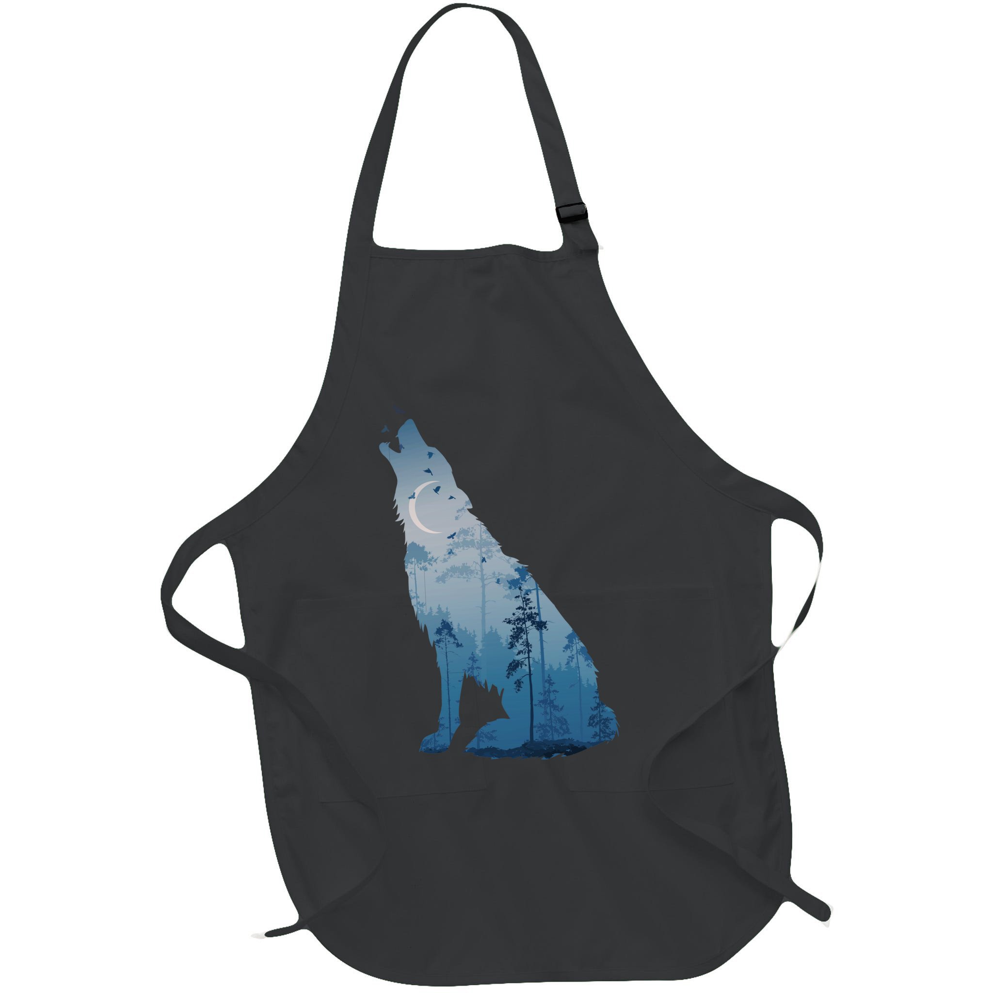 Silhouette Of The Howling Wolf Apron